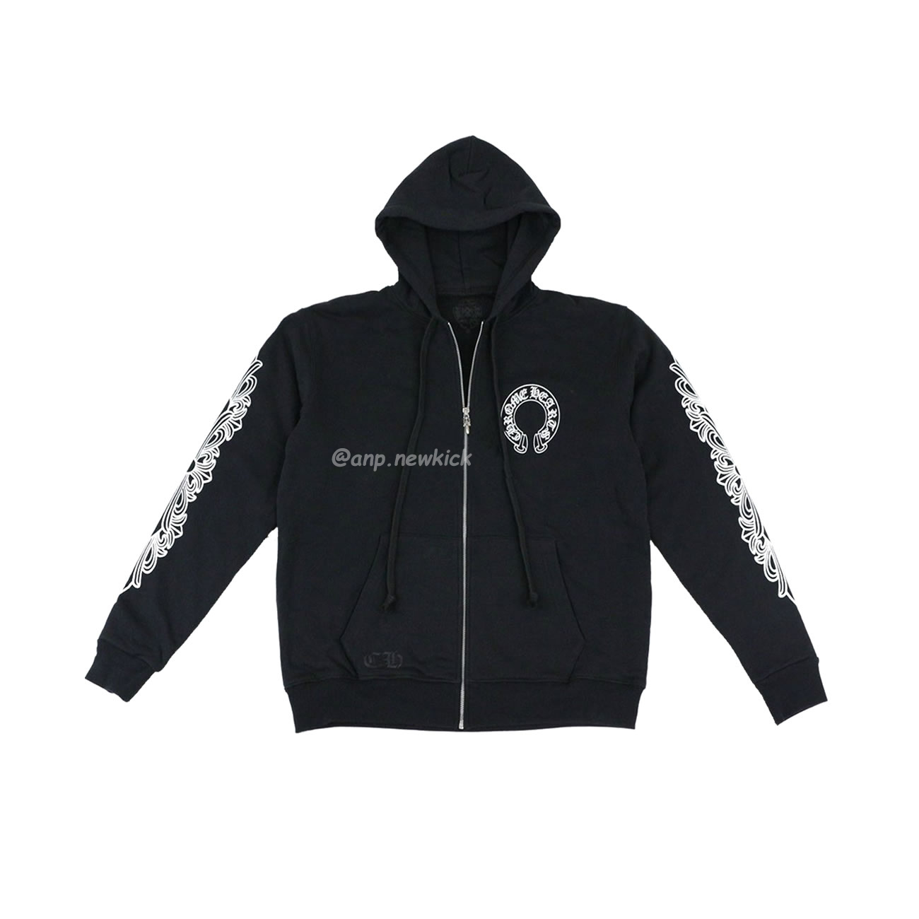 Chrome Hearts Horseshoe Floral Cross Sleeve Fleece Zip Hoodie (1) - www.newkick.vip